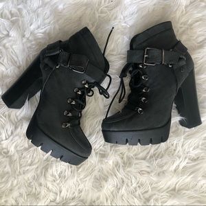 Chunky Heel Combat Boots